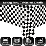 2 Pack Black And White Checkered Disposable Tablecloth Race Car Theme Party Table Cloth, Black Checkered Tablecloth For Race Car Theme Birthday, Outdoor Picnic Parties Decorations, 54 × 108 Inch