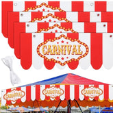 4 Pcs Carnival Awning Decorations Circus Tent Wall Decor Hanging Banners Red And White Stripe Canopy Stand Sign Circus Carnival Theme Party Supplies, 9.84 X 78.74