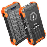 Solar Charger Power Bank, 42800Mah Wireless Portable Charger With Usb-C In/Output, Qc3.0 Fast Charging 15W 4 Ports Outdoor Battery Pack Built-In Dual Led Flashlights For Iphone Samsung Etc