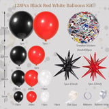 "128-Pc Red & Black Balloon Garland with Sneaker Stickers for Ladybug & Sports Parties"
