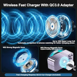 Magnetic Phone Car Mount With Light Car Phone Holder Wireless Charger With 18W Adapter Air Vent Wireless Car Charger 360° Adjustable Rotation Fast Charging Compatible With Iphone Car Mount