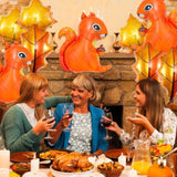 Thanksgiving Foil Balloon Set: Squirrel and Maple Leaf Autumn Decor (9pcs)