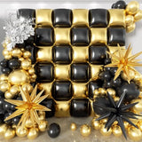 36pcs Gold & Black Square Balloons with 147pcs Arch Kit for Party Backdrop Decor