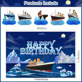 Nautical Themed Birthday Party Decorations for Ocean Ferry Banner Backdrop Honeycomb Centerpiece Hanging Swirl for Cruise Ship Party Supplies Decor