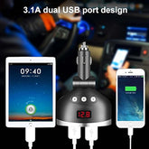 Car Charger,120W 3-Socket Cigarette Lighter Power Adapter Dc Splitter 3.1A Dual Usb Car Charger 12/24V With Led Voltage Display For Smartphone