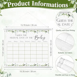 Guess Baby Due Date Calendar Include 1 Pcs Guess The Arrival Date Of The Baby Shower Wooden Sign 1 Prediction Calendar 12 Fineliner Colored Pens Game Party Favor(Greenery)