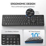Wireless Keyboards 2.4G+Bluetooth For 3 Devices - Computer Keyboards For Win/Mac, Full Size Pc Keyboard With Number Pad, Multi Device For Desktop, Laptop, Macbook, Long Battery Life, Black