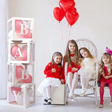 4Pcs Baby Boxes with Letters for Gender Reveal & Baby Shower Decorations (White)