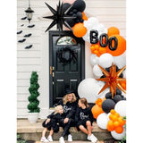 116Pcs Halloween Balloon Arch Kit - Orange, Black & White with Starburst Foil Balloons
