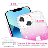 Glitter Soft TPU Shockproof Protective Bumper Cover for iPhone 13, 6.1inch, Gradient Glitter Pink