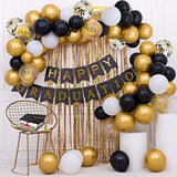 Black and Gold Balloon Kit: 72-Piece Confetti Party Decorations
