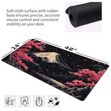 Extra Xxxl Japanese Cherry Blossom Gaming Mouse Pad, Watercolor Mouse Pads Keyboard Mat, Stitched Edges Mousepad, Non-Slip Rubber Base Desk Mat For Office & Home (48X24 Inch)