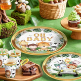 260Pcs Safari Baby Shower Decorations, All-In-1 Supplies Pack, Includes 20 Safari Theme Tableware, Backdrop Tablecloth Balloon Kit For Baby Shower Decorations Boy