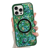 Magnetic For Iphone 16 Pro Max Case, Luxury Colorful Abalone Shell Phone Case For Women Men, Compatible With Magsafe, Cute Sparkle Glossy Shockproof Protective Cover, Emerald Green