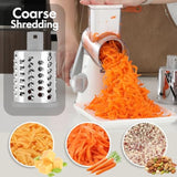 Rotary Cheese Grater With Handle, Kitchen Speed Hand Crank Vegetable Slicer, Potato Hash Brown Shredder Spinning Nut Grinder With 3 Replaceable Stainless Steel Drum Blades (White)