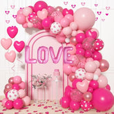 185Pcs Valentines Day Balloons Garland Arch Kit, Hot Pink Heart Love Foil Balloon For Women Girls Valentine'S Mother'S Day Wedding Shower Princess Party Decorations Engagement Supplies
