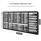 Excel Shortcut Mouse Pad, Large Excel Cheat Sheet Desk Pad, Xxl Extended Computer Mousepad, Office Desk Mat For Laptop And Keyboard, Non-Slip Rubber, Stitched Edges, 35.4"X15.7", Black