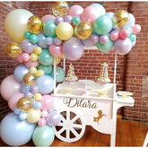 105Pcs Pastel Balloons Arch Garland Kit 5" 10" 12" 18 Inch Macaron Color Pastel Balloon Different Sizes And Gold Confetti Balloon Set For Easter Wedding Birthday Baby Shower Party Decorations