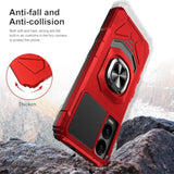 Compatible For Cricket Debut S3 (U572Ac) Case, At&T Vista 2 (U572Aa) Case, With Tempered Glass Screen Protector, Metal Ring Magnetic Support Kickstand Heavy Duty Drop Protection Phone Case (Red)