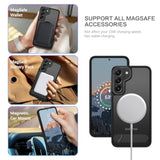 Magnetic For Samsung Galaxy S22 Case, Compatible With Magsafe With Invisible Kickstand, Translucent Matte Back Tpu Bumper Military Grade Samsung Galaxy S22 Phone Case, Black
