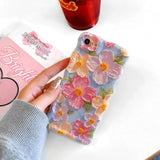 Floral Case For Iphone 7/8/Se 2020/Se 2022, Curly Wave Frame Flower Phone Case For Girls Women Soft Protective Cover 4.7 Inch