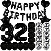 Sweet 32Th Birthday Decorations Party Supplies,Black Number 32 Balloons,32Th Foil Mylar Balloons Latex Balloon Decoration,Great 32Th Birthday For Girls,Women,Men,Photo Props