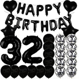 Sweet 32Th Birthday Decorations Party Supplies,Black Number 32 Balloons,32Th Foil Mylar Balloons Latex Balloon Decoration,Great 32Th Birthday For Girls,Women,Men,Photo Props