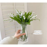 12 Artificial Valley Lilies, Artificial White Bell Orchids, Wedding Handheld Bouquet, Suitable For Family Garden Wedding Parties (White)