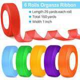 6 Rolls Organza Ribbon Sheer Chiffon Ribbon Transparent Chiffon Ribbon
