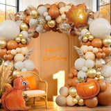 Fall Balloon Arch Kit: Burnt Orange, Gold Confetti, Maple Leaf Decor