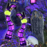 Set of 2 Halloween Lighted Wicked Purple Witch Legs with Stakes, 22" Light Up Tinsel Halloween Yard Sign Prop Timer & 8 Modes, Battery Operated for Outdoor Party Haunted House Garden Decor