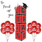 2025 Graduation Decorations Set - So Proud Of You - Class Of 2025 Balloon Boxes For Memorable Grad Party Supplies, Indoor/Outdoor Congrats Grad Home Door Décor Essentials?Red And Black?