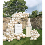 Pearl White Double-Stuffed Balloons Different Sizes 63Pcs18/10/5 Inch 2Layer Pearl White Sand Balloon Garland Kit For Bridge To Be Wedding Women Birthday Baby Shower Anniversary Decorations