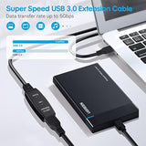 Usb 3.0 Extension Cable 50Ft, 50 Feet Active Usb Extension Cable 3.0 Male To Female With 2 Chipsets Signal Booster, Usb 3.0 Extension Cord With 5V2A Power Adapter For Vr,Ps4,Printer,Webcam Xbox
