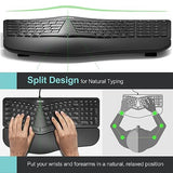 Ergonomic Usb Wired Keyboard With Cushioned Wrist & Palm Rest, Backlit 7 Colors & Adjustable Brightness Comfortable Natural Split Keyboard With 6 Feet Wire For Windows Computer Desktop Laptop