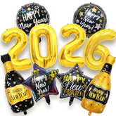 10pcs 2026 Happy New Year Foil Balloons Party Decorations