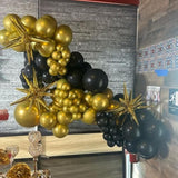 Black Gold Balloon Garland Arch Kit with Starburst Balloons for Parties 2026