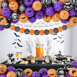60Pc Halloween Balloons β 12" Black Orange Purple with Pumpkin, Ghost & Bat