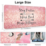 Desk Mat,Large Mouse Pad 35''×15.6'' Xxl Extended Gaming Mouse Pad Mat With Non-Slip Base Stitched Eges Mousepad For Computer,Office,Keyboard And Laptop - Pink Stay Positive