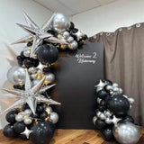 6 Pc Silver Explosion Star Foil Balloons 12 Point Party Decoration