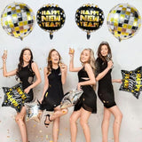 Large Happy New Year 2026 Foil Disco Balloons Party Supplies
