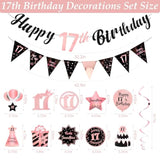 17Th Birthday Decorations For Girls Rose Gold Pink Pre Assembled Happy Birthday Banner And Hanging Swirls 17 Years Old Party Decorations Supplies 17Th Birthday Gifts For Girls