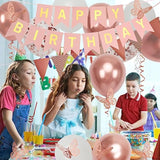 Rose Gold Birthday Decorations for Women and Girls Balloons, Banner, Flags & Butterfly Accents