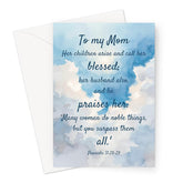 Christian Greeting Cards For Women | To My Mom Religious Card With Bible Verse And Scripture For Appreciation, Gratitude And Thanks | Religious Birthday Card For Mother, Sister, Female Friend Or Family Member Of Faith (Mom Proverbs 31:28–29)