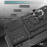 For Samsung Galaxy A32 5G Case With Hd Screen Protector, Heavy Duty Shockproof Phone Cover With Magnetic Kickstand Ring For Galaxy A32 5G,Black