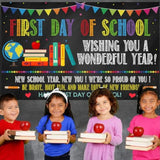 First Day of School Backdrop Banner Welcome Preschool & Kindergarten Photo Prop