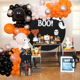 113Pcs Orange & Black Balloon Arch Kit - Confetti Latex Garland with Spike Star for Party