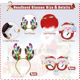 12 Pcs Christmas Party Favors, Light Up Christmas Necklace Headband Glasses Set, Candy Cane Snowflake Tree Bulb Necklace Led Headband Flashing Eyeglasses For Xmas Gifts, Christmas Accessories