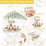 120Pcs Woodland Baby Shower Party Supplies For Boys Girls Safari Jungle Wild Animal Party Decorations Nature Sage Plates Napkin Cups Forks Knives Tableware Set For 20 Guests White