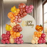 Fall Balloon Arch Kit Terracotta Autumn Colors with Pumpkins Maple Leaves for Party